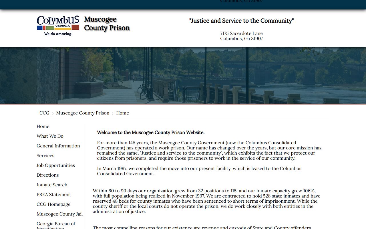 Columbus Muscogee County Prison jail roster facility page