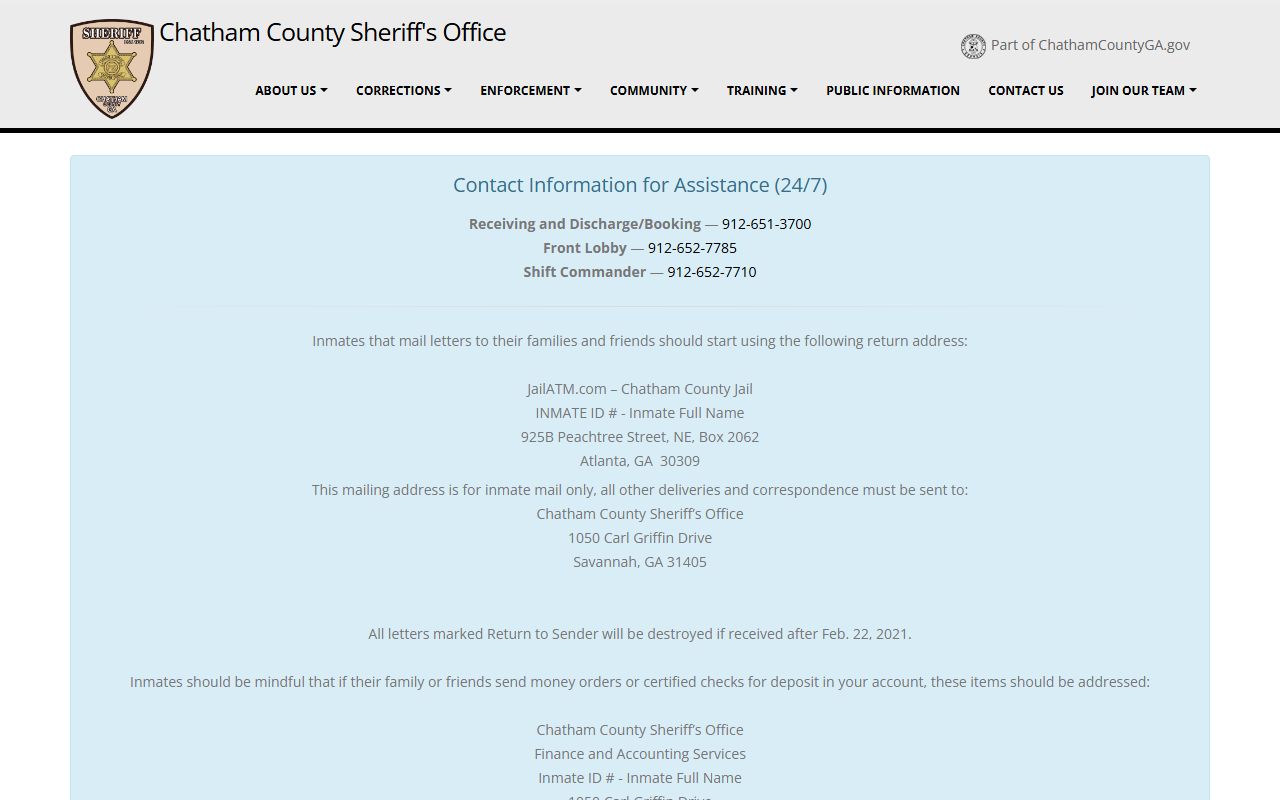 Savannah jail roster through Chatham County Sheriff's Office