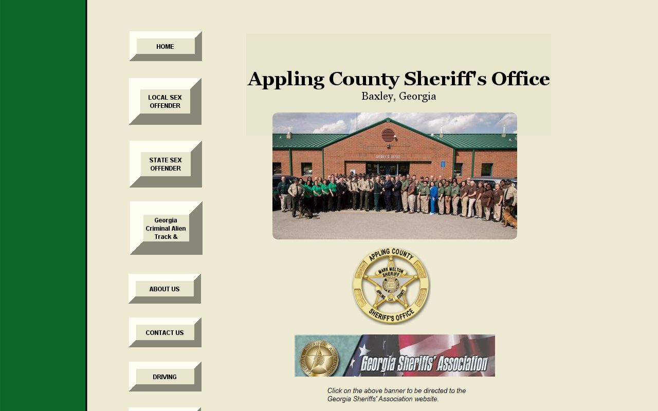 Appling County Sheriff's Office website for jail roster search