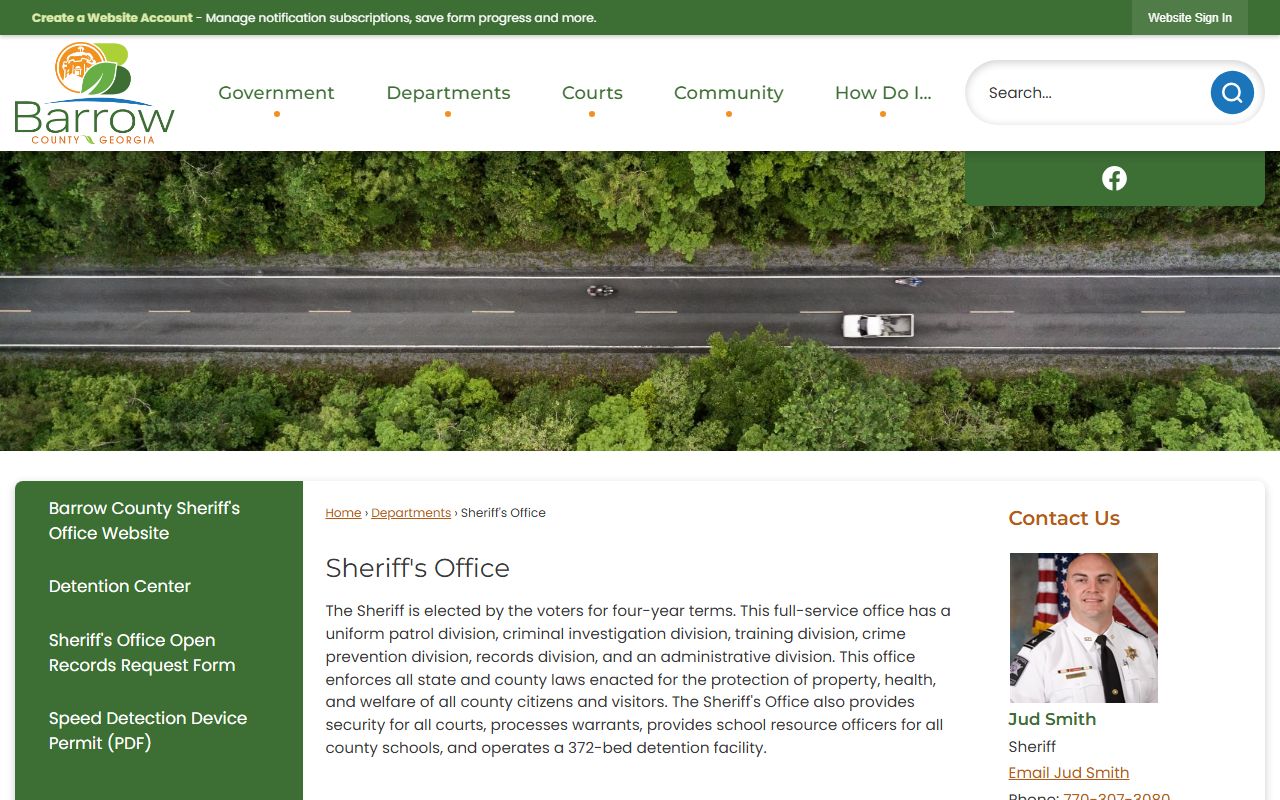 Barrow County government website sheriff's office page for jail roster