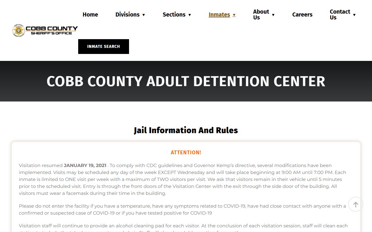 Cobb County inmate search tool for jail roster lookup